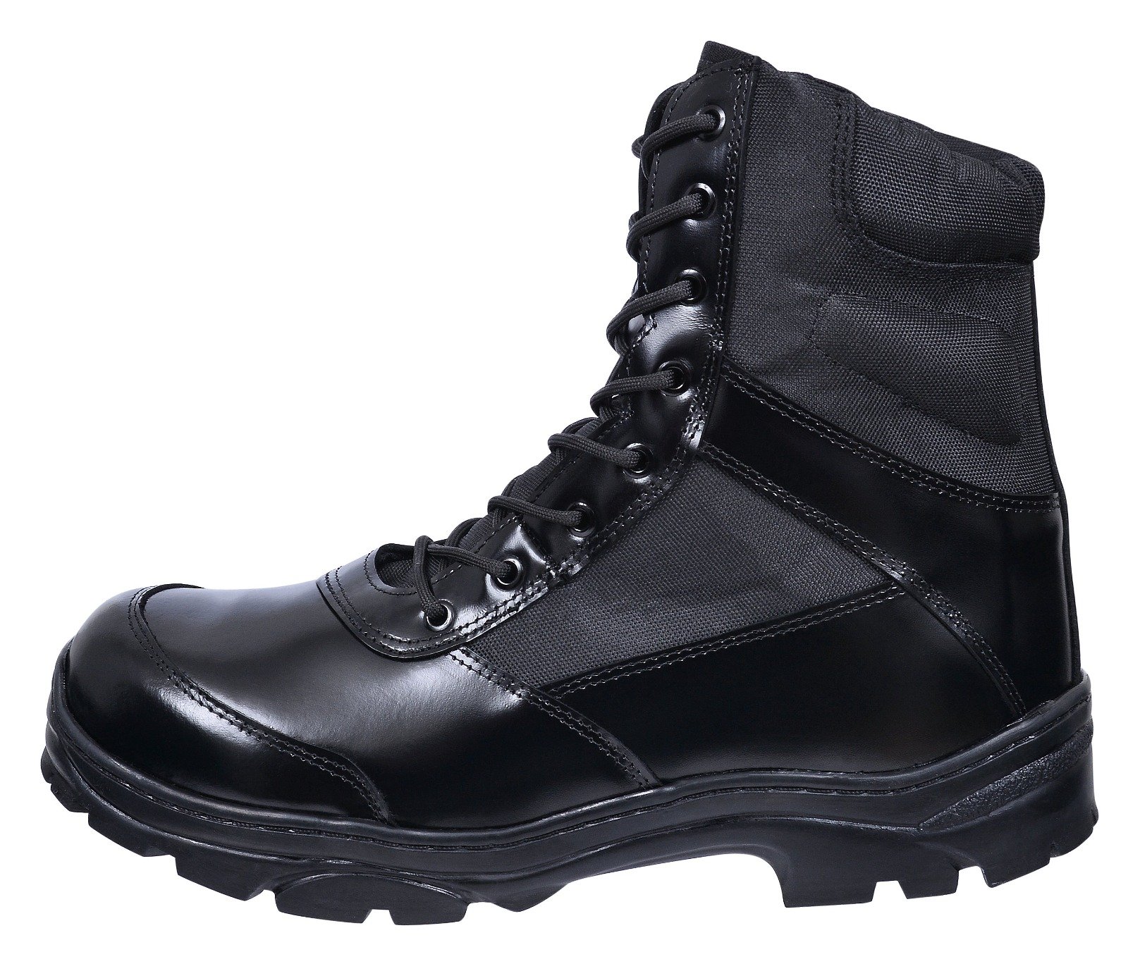 Botas de couro com detalhe em Lona / Coturno